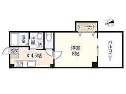 西尾ビル 1DKの間取図画像