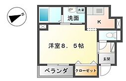 メゾンコンフォース ワンルームの間取図画像