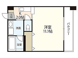 フリージアコート 1Kの間取図画像