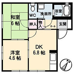 サリーゼ名田 2DKの間取図画像