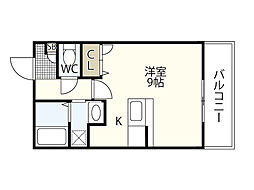 J・grace堺町 ワンルームの間取図画像