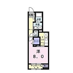 カーサ グラシオッソ A 1Kの間取図画像