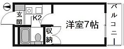 パレグレース仁保 1Kの間取図画像