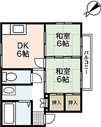 プレジール三筋 2DKの間取図画像