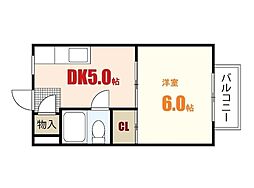 野地ハイツ 1DKの間取図画像
