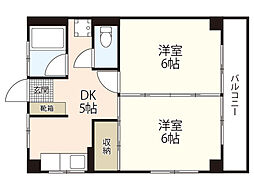 美和ビル 2DKの間取図画像