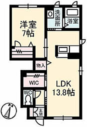 ファミーユ北大河 1LDKの間取図画像