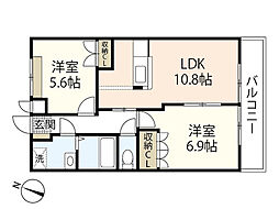 ラルゴ 2LDKの間取図画像