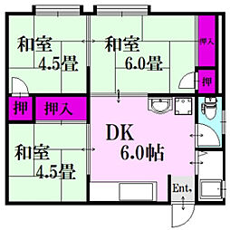 ヴィラ宮島口 3DKの間取図画像