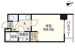デルタ幟町 1Kの間取図画像