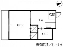 大須ハイツ 1Kの間取図画像