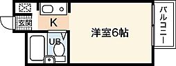 楠木サンバレー ワンルームの間取図画像