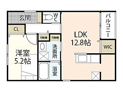 ボワヴェール八木 1LDKの間取図画像