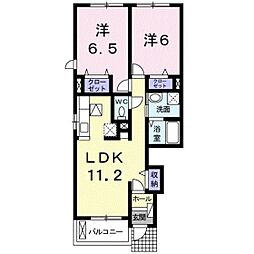 OBYGARDENA棟 2LDKの間取図画像