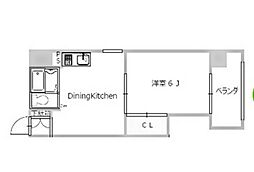 第1片山ビル 1Kの間取図画像
