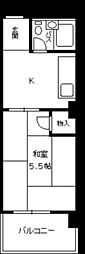 ハイネス観音 1Kの間取図画像