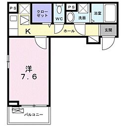 ルミナス蟹屋 1Kの間取図画像