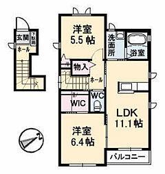ヴァン・ベールB 2LDKの間取図画像