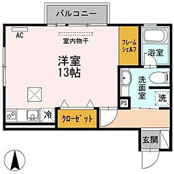K&1 ワンルームの間取図画像