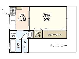第二日の出ビル 1DKの間取図画像