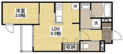 月光安芸中央 1LDKの間取図画像