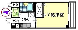 エクセレント矢野 1Kの間取図画像