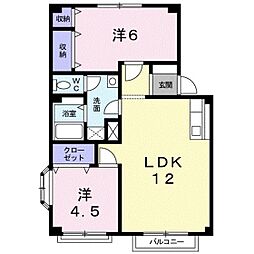 エルディム福田 2LDKの間取図画像
