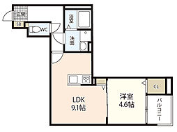 AnmuT廿日市 1LDKの間取図画像