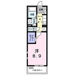 シャルム肥後2 1Kの間取図画像