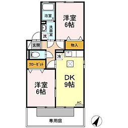 ラフィネ速谷B 2DKの間取図画像