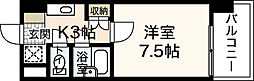 ARC中島弐番館 1Kの間取図画像