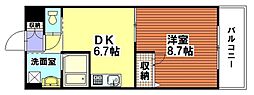 サンシャインヒルズ 1DKの間取図画像