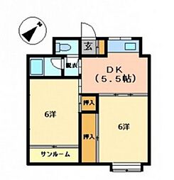 大手町山本ビル 2DKの間取図画像