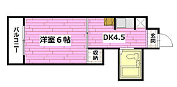 サンシャイン向洋 1DKの間取図画像