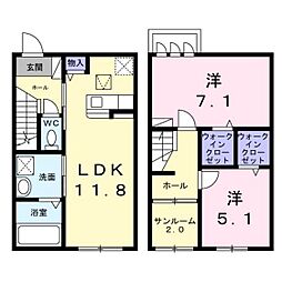 コンフィー中山台II 2LDKの間取図画像