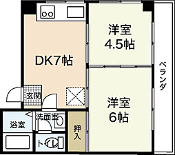 河元ビル 2DKの間取図画像