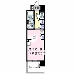 カーサデルリオ ワンルームの間取図画像