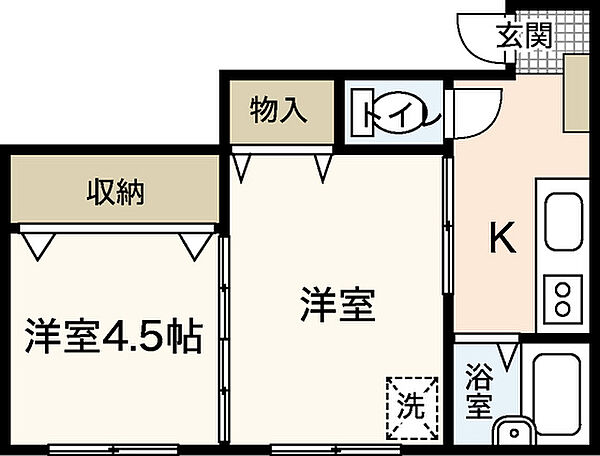 広島県広島市中区富士見町(賃貸マンション2K・5階・29.95㎡)の写真 その2
