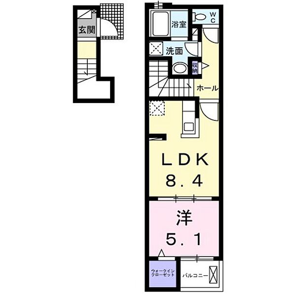 アクティブカーサ　8 ｜広島県広島市安佐南区緑井4丁目(賃貸アパート1LDK・2階・38.81㎡)の写真 その2