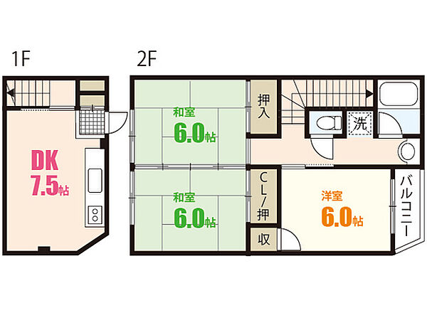 横張ビル ｜広島県広島市安佐南区川内3丁目(賃貸マンション3DK・1階・55.00㎡)の写真 その2