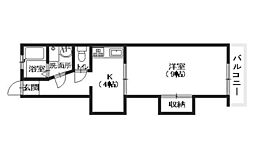八木興産ビル 1Kの間取図画像