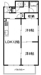 K1ハイム東雲 2LDKの間取図画像