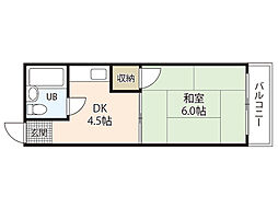 山口ビル 1Kの間取図画像