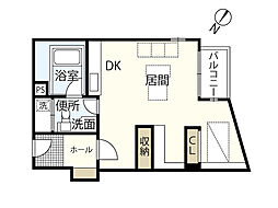 ナビオナルト ワンルームの間取図画像