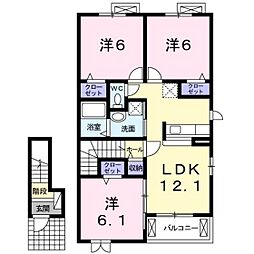 ジェルメ　47　A 2階3LDKの間取り