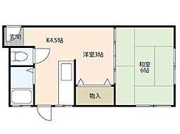 中川荘 2Kの間取図画像