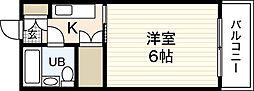 アメニティナガツカ2 1Kの間取図画像