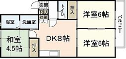 ファミール隈田B 3DKの間取図画像