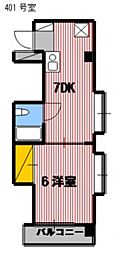 レジデンス古田 1DKの間取図画像
