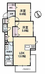 シャーメゾンステージ祇園 2LDKの間取図画像